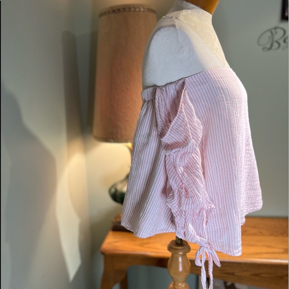 Club Monaco Off The Shoulder Pink Stripe Top - Picture 6 of 10